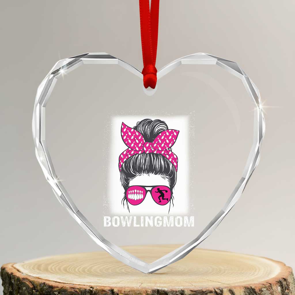Bowling Mom Life Heart Crystal Glass Ornament Funny Bowler Gift TS12 Transparent Glass 3'' Heart Print Your Wear