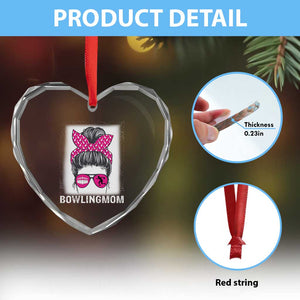 Bowling Mom Life Heart Crystal Glass Ornament Funny Bowler Gift TS12 Print Your Wear