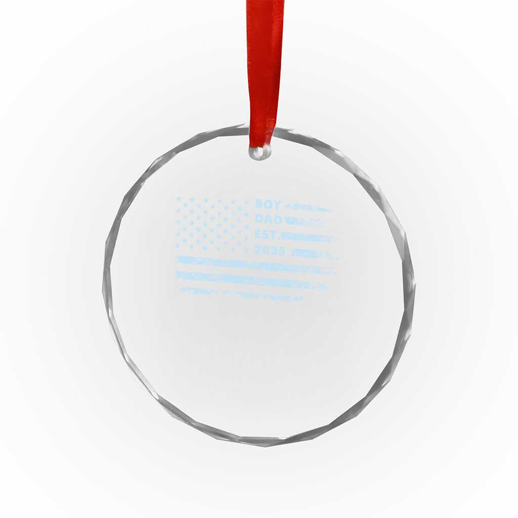 Boy Dad Est 2025 Crystal Glass Ornament American Flag First Fathers Day TS10 Transparent Glass 3'' Circle Print Your Wear