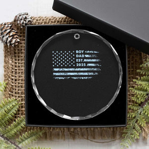 Boy Dad Est 2025 Crystal Glass Ornament American Flag First Fathers Day TS10 Print Your Wear