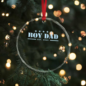 Boy Dad Est 2025 Crystal Glass Ornament Expect Baby Boy Son Father 2025 TS10 Print Your Wear