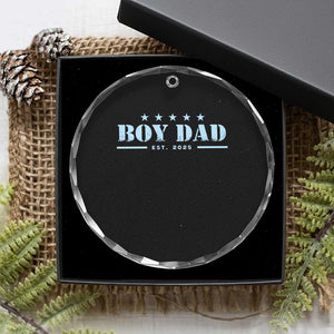 Boy Dad Est 2025 Crystal Glass Ornament Expect Baby Boy Son Father 2025 TS10 Print Your Wear