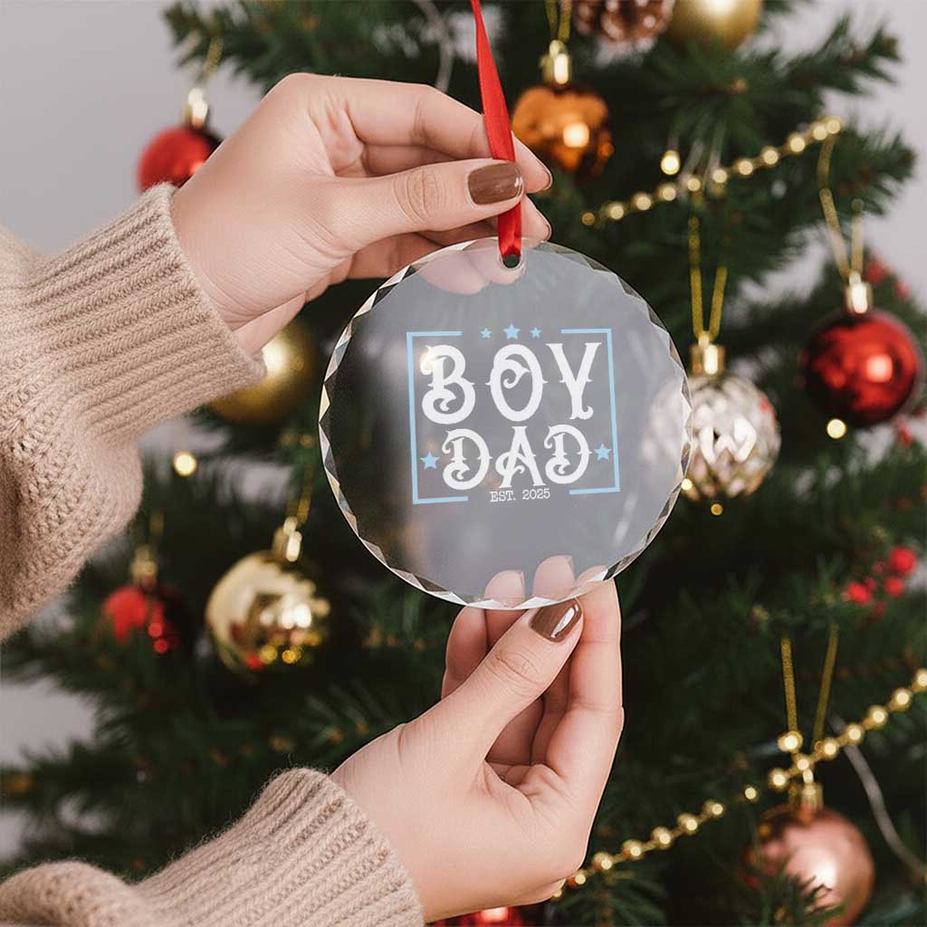 Boy Dad Est 2025 Crystal Glass Ornament Expect Baby Boy Son Fathers Day 2025 TS10 Print Your Wear