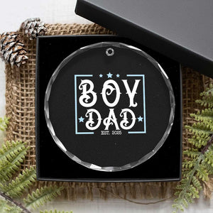 Boy Dad Est 2025 Crystal Glass Ornament Expect Baby Boy Son Fathers Day 2025 TS10 Print Your Wear