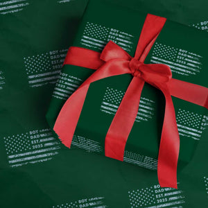 Boy Dad Est 2025 Wrapping Paper Roll American Flag First Fathers Day TS10 Green Print Your Wear