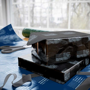 Boy Dad Est 2025 Wrapping Paper Roll American Flag First Fathers Day TS10 Black Print Your Wear