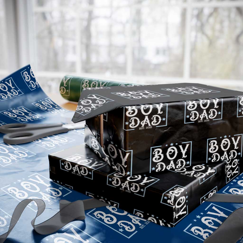 Boy Dad Est 2025 Wrapping Paper Roll Expect Baby Boy Son Fathers Day 2025 TS10 Black Print Your Wear