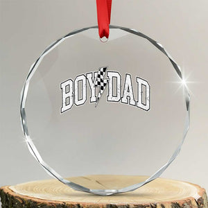 Boy Dad Lightning Bolt Checkered Varsity Son Daddy Crystal Glass Ornament TS11 Transparent Glass 3'' Circle Print Your Wear