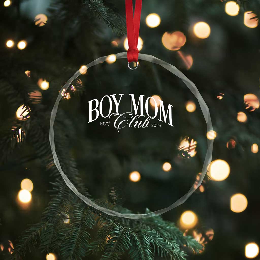 Boy Mom Club 2026 Crystal Glass Ornament Funny Mother's Day Gift TS11 Print Your Wear