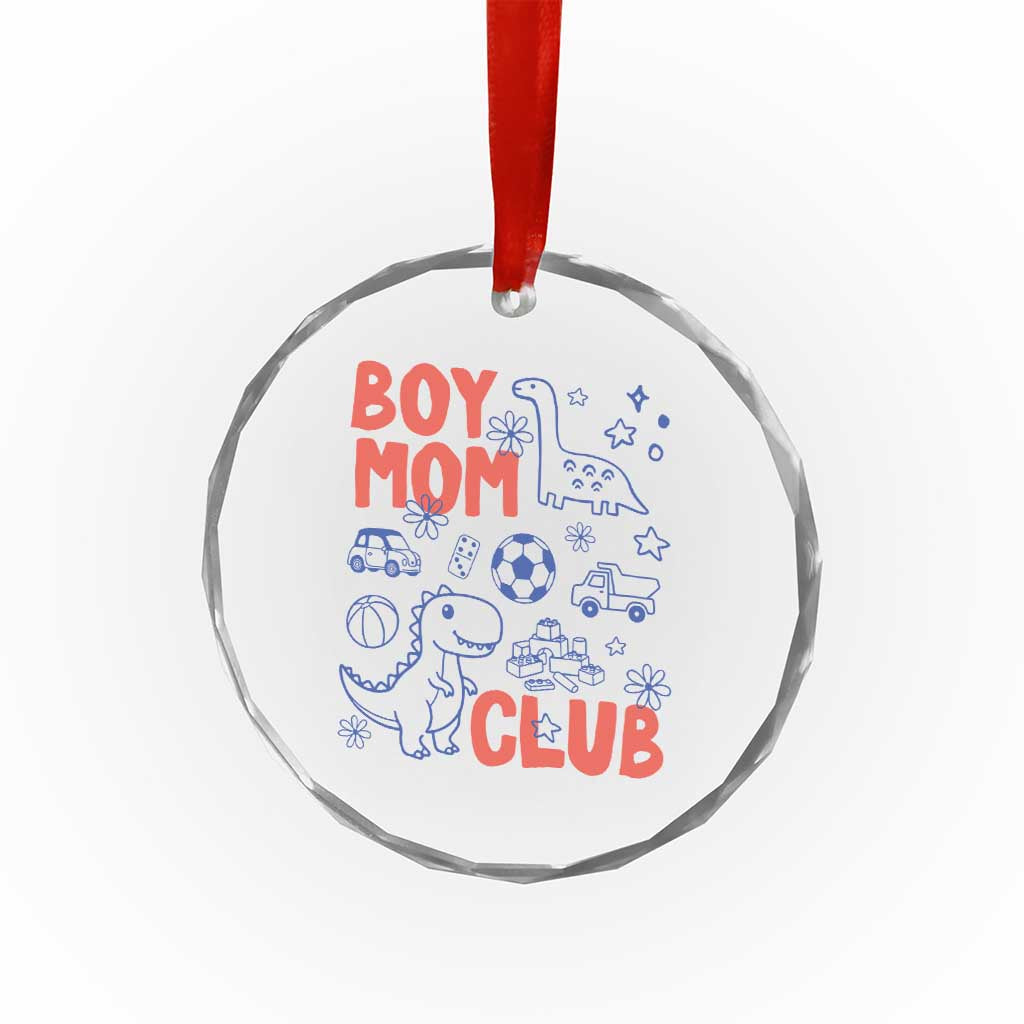 Boy Mom Club Crystal Glass Ornament Mom Of Boys Dinosaur Kids Toy Doodles TS11 Print Your Wear