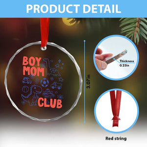 Boy Mom Club Crystal Glass Ornament Mom Of Boys Dinosaur Kids Toy Doodles TS11 Print Your Wear