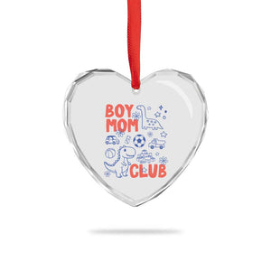 Boy Mom Club Heart Crystal Glass Ornament Mom Of Boys Dinosaur Kids Toy Doodles TS11 Print Your Wear