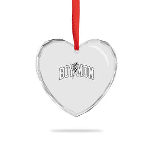 Boy Mom Lightning Bolt Checkered Varsity Son Mama Heart Crystal Glass Ornament TS11 Print Your Wear