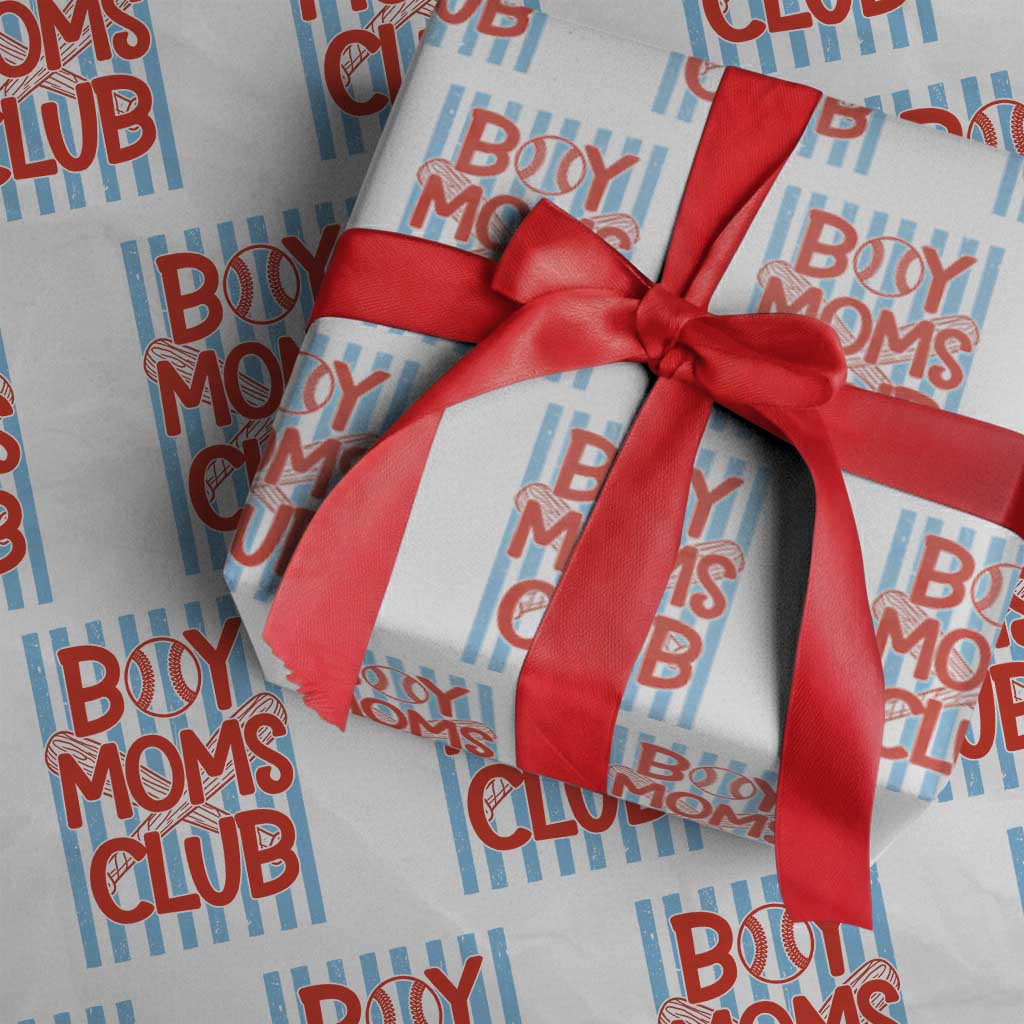 Boy Moms Club Wrapping Paper Roll Funny Motherhood Baseball Gift For Mom TS14 White Print Your Wear