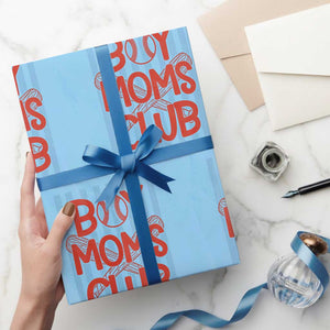 Boy Moms Club Wrapping Paper Roll Funny Motherhood Baseball Gift For Mom TS14 Light Blue Print Your Wear