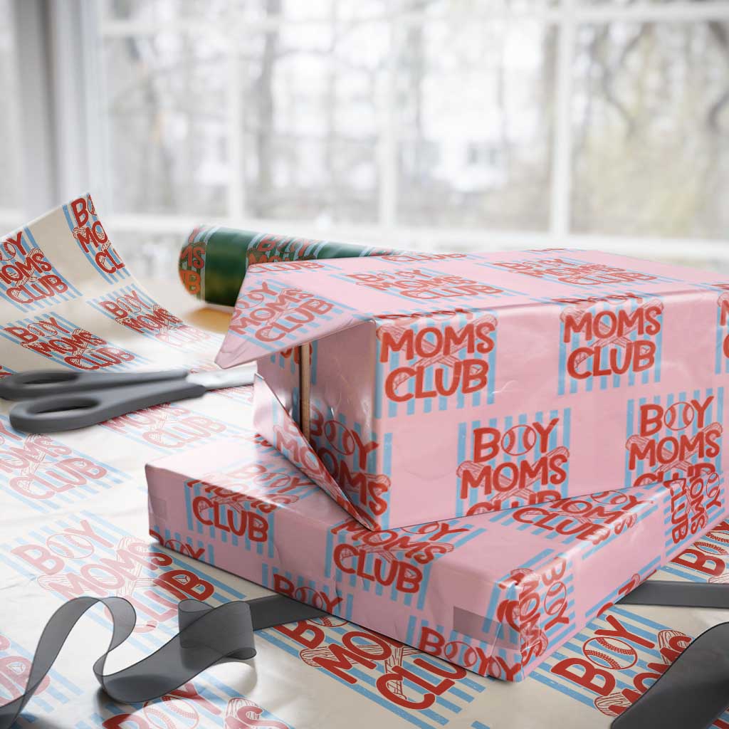 Boy Moms Club Wrapping Paper Roll Funny Motherhood Baseball Gift For Mom TS14 Light Pink Print Your Wear