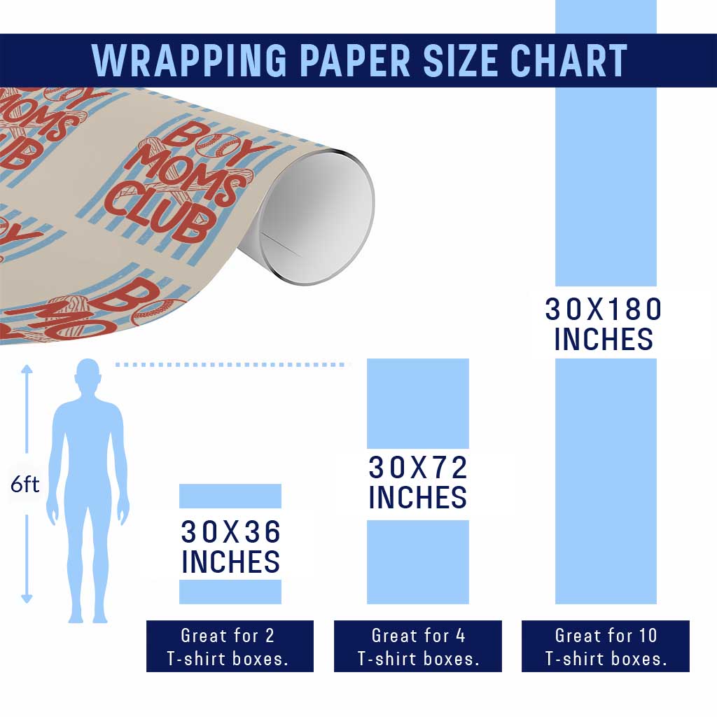 Boy Moms Club Wrapping Paper Roll Funny Motherhood Baseball Gift For Mom TS14 Print Your Wear