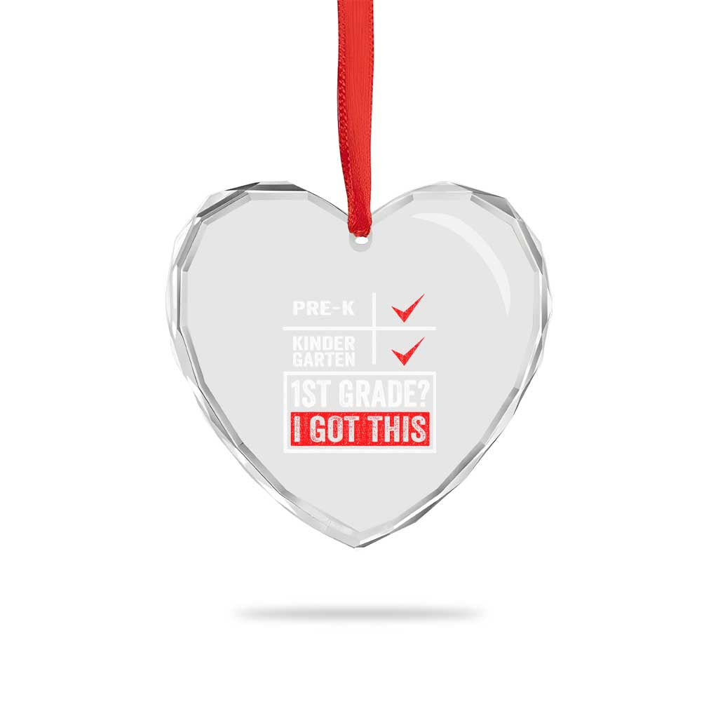 Boys and Girls First Day of First Grade Heart Crystal Glass Ornament Back to School