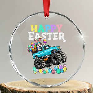 Boys Happy Easter Bunny Monster Truck Crystal Glass Ornament Eggs Cool Rabbit Car Lovers Toddler TS10 Transparent Glass 3'' Circle Print Your Wear