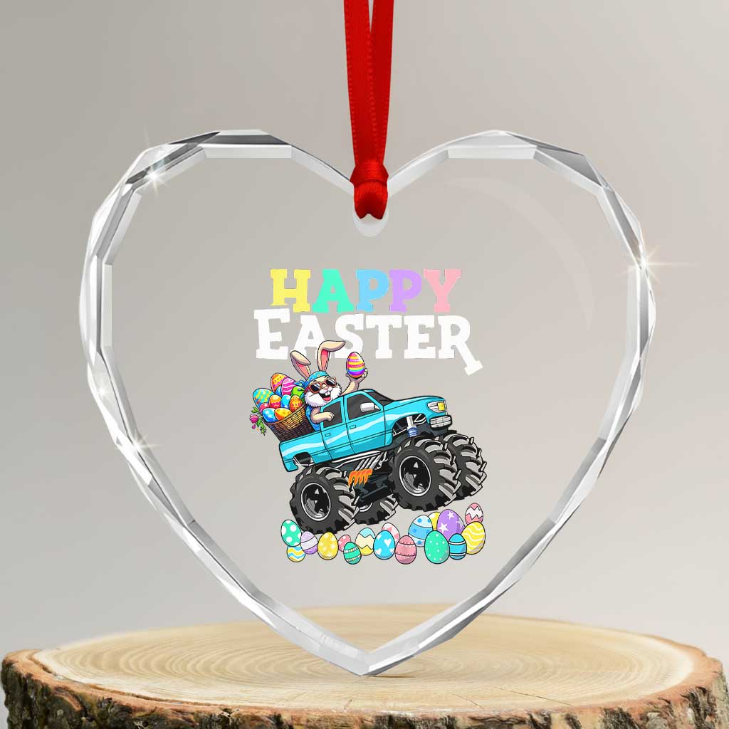 Boys Happy Easter Bunny Monster Truck Heart Crystal Glass Ornament Eggs Cool Rabbit Car Lovers Toddler TS10 Transparent Glass 3'' Heart Print Your Wear