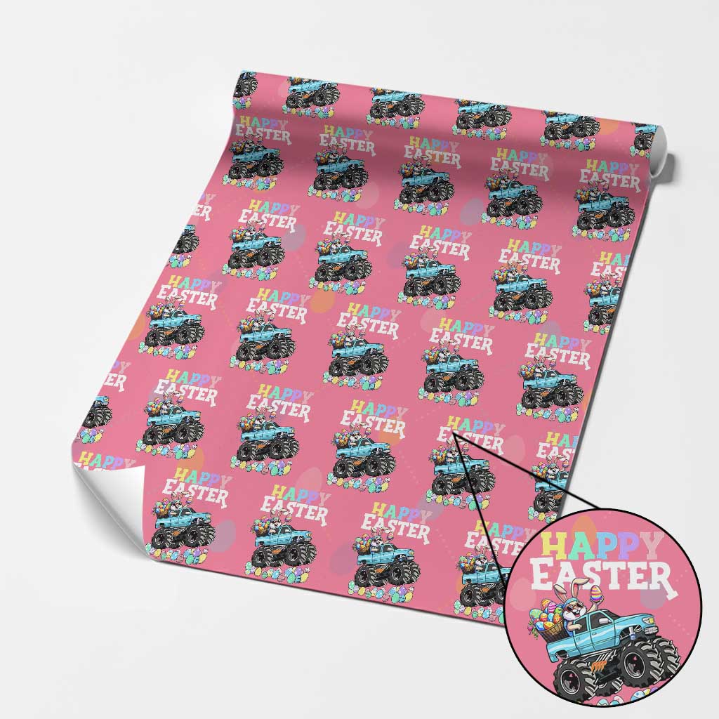 Boys Happy Easter Bunny Monster Truck Wrapping Paper Roll Eggs Cool Rabbit Car Lovers Toddler TS10 Pink Print Your Wear