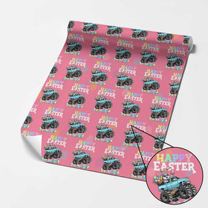 Boys Happy Easter Bunny Monster Truck Wrapping Paper Roll Eggs Cool Rabbit Car Lovers Toddler TS10 Pink Print Your Wear