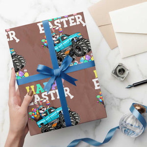 Boys Happy Easter Bunny Monster Truck Wrapping Paper Roll Eggs Cool Rabbit Car Lovers Toddler TS10 Mocha Print Your Wear