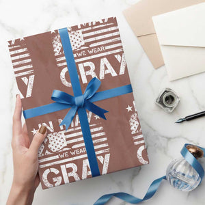 Brain Cancer Awareness Wrapping Paper Roll In May We Wear Gray US Flag TS10 Mocha Print Your Wear