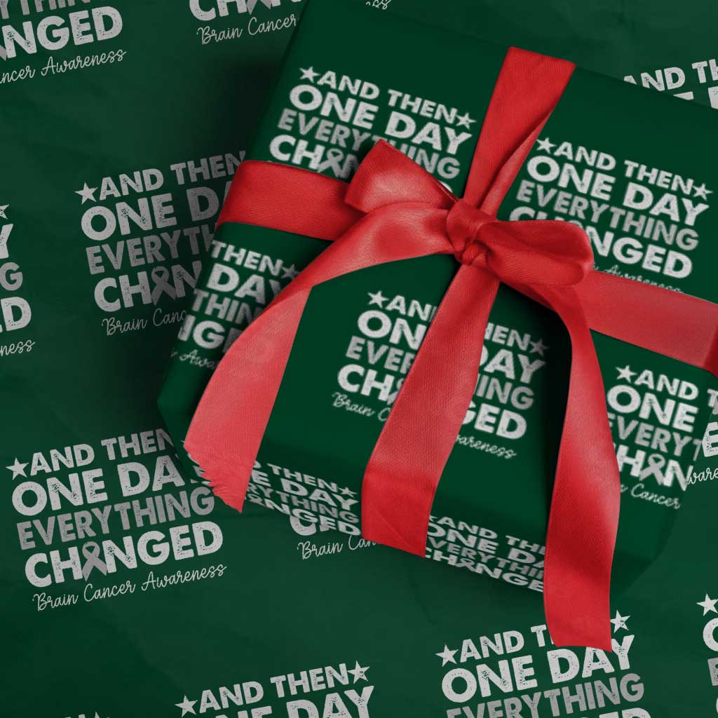 Brain Cancer Awareness Wrapping Paper Roll Retro Fight Brain Tumor Cure Gray Ribbon TS10 Green Print Your Wear