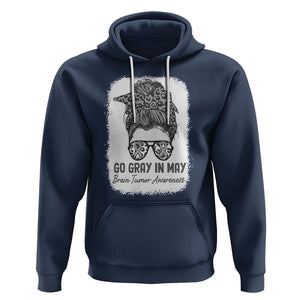 Brain Cancer Hoodie Brain Cancer Awareness Shirt Go Gray In May Messy Bun Womens TS02 Navy Printyourwear