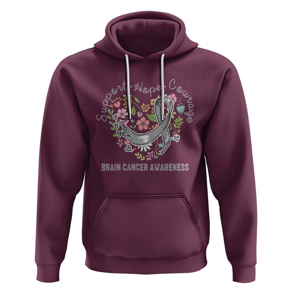 Brain Cancer Hoodie Brain Cancer Awareness Support Hope Courage Grey Ribbon TS02 Maroon Printyourwear