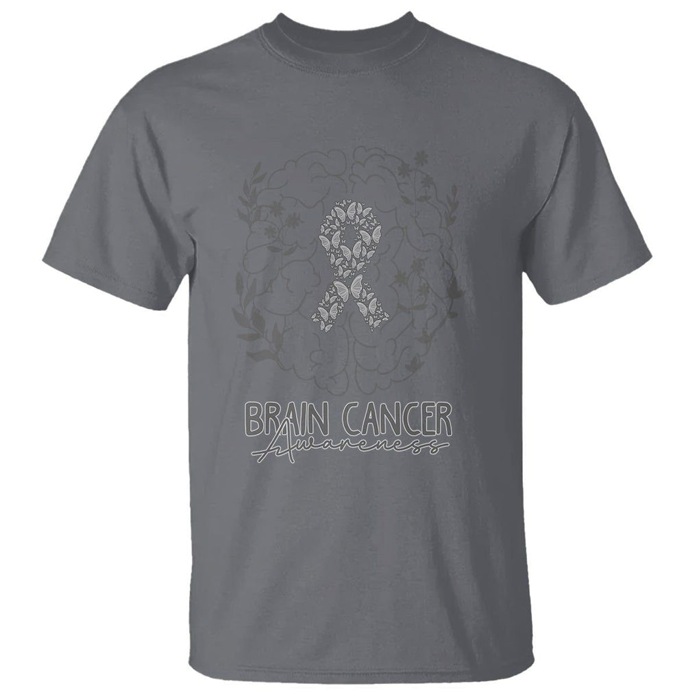 Brain Cancer T Shirt Brain Cancer Awareness Support Gray Ribbon Brain Men Womens TS02 Charcoal Printyourwear