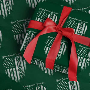 Brain Cancer Warrior Wrapping Paper Roll Fight Gray Ribbon American Flag Heart TS10 Green Print Your Wear