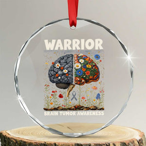 Brain Tumor Warrior Crystal Glass Ornament Gray Ribbon Brain Cancer Awareness TS10 Transparent Glass 3'' Circle Print Your Wear