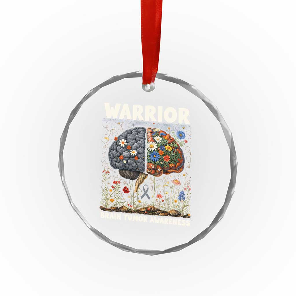 Brain Tumor Warrior Crystal Glass Ornament Gray Ribbon Brain Cancer Awareness TS10 Print Your Wear