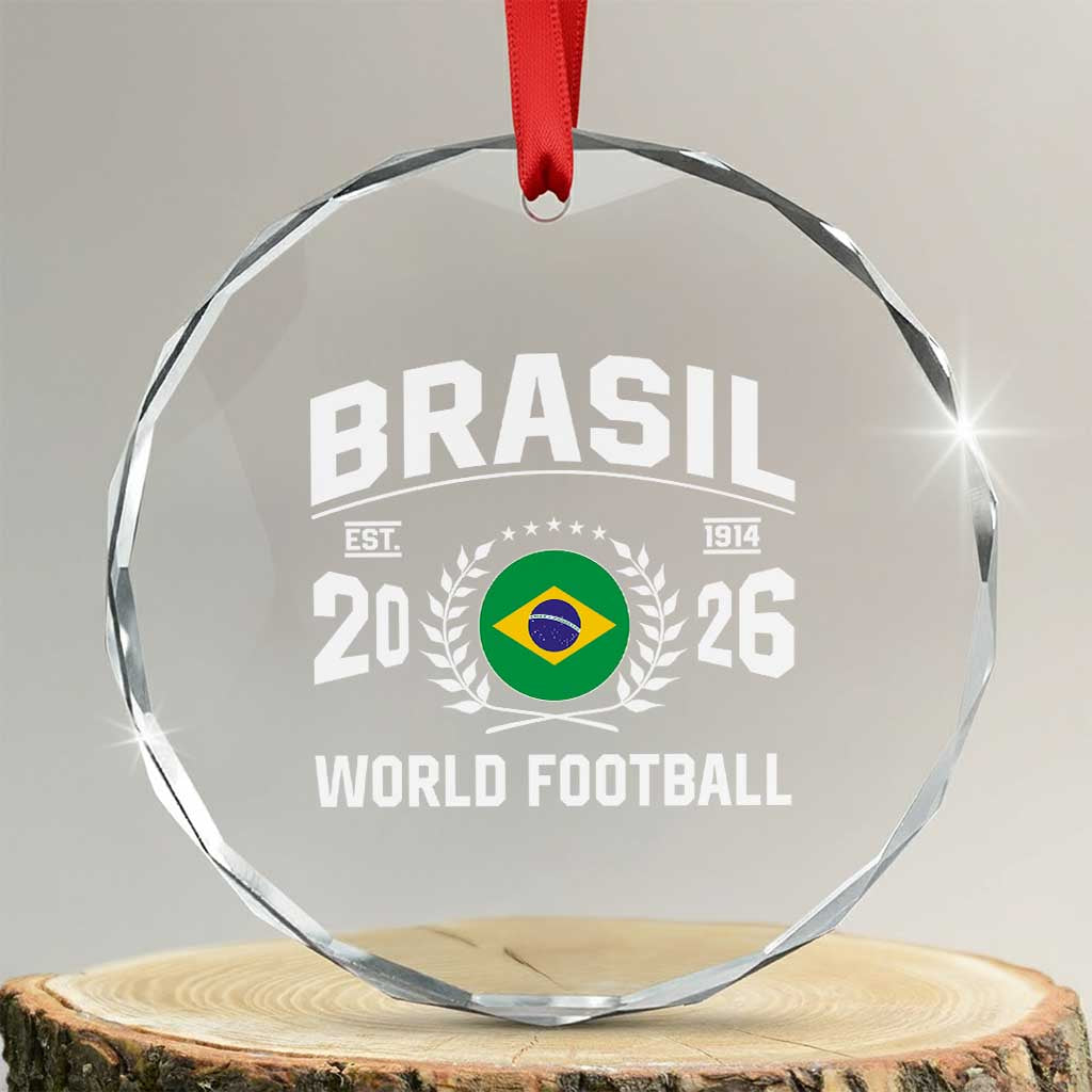Brasil Flag Brazil Soccer Football Fan Crystal Glass Ornament TS14 Transparent Glass 3'' Circle Print Your Wear