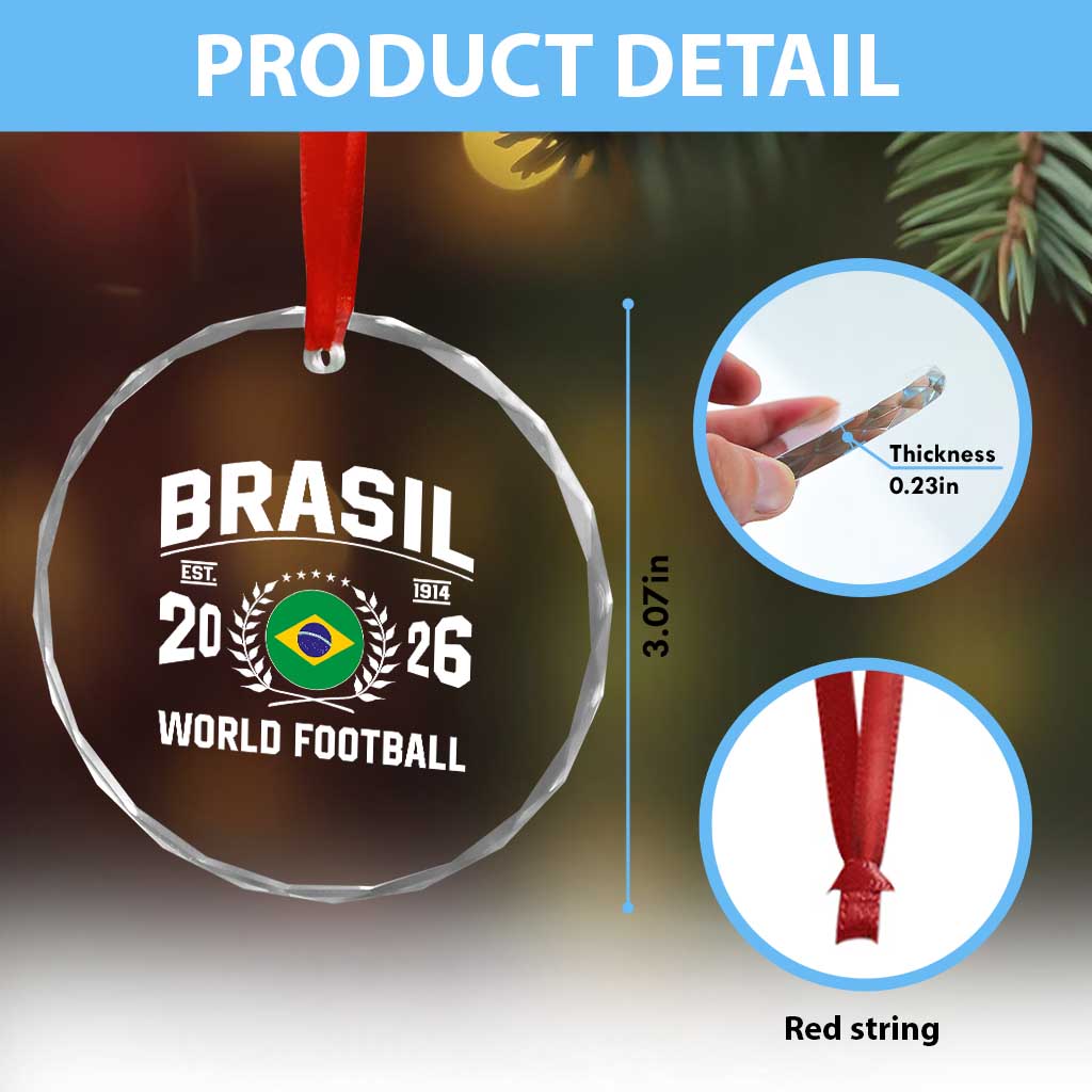 Brasil Flag Brazil Soccer Football Fan Crystal Glass Ornament