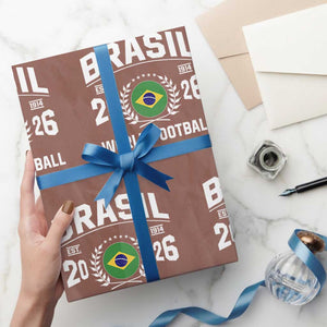 Brasil Flag Brazil Soccer Football Fan Wrapping Paper Roll TS14 Mocha Print Your Wear