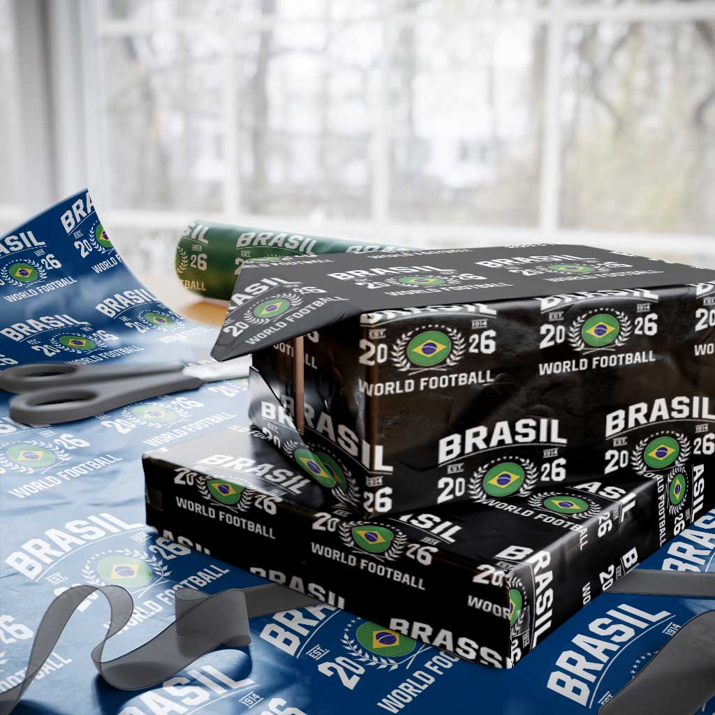 Brasil Flag Brazil Soccer Football Fan Wrapping Paper Roll TS14 Black Print Your Wear