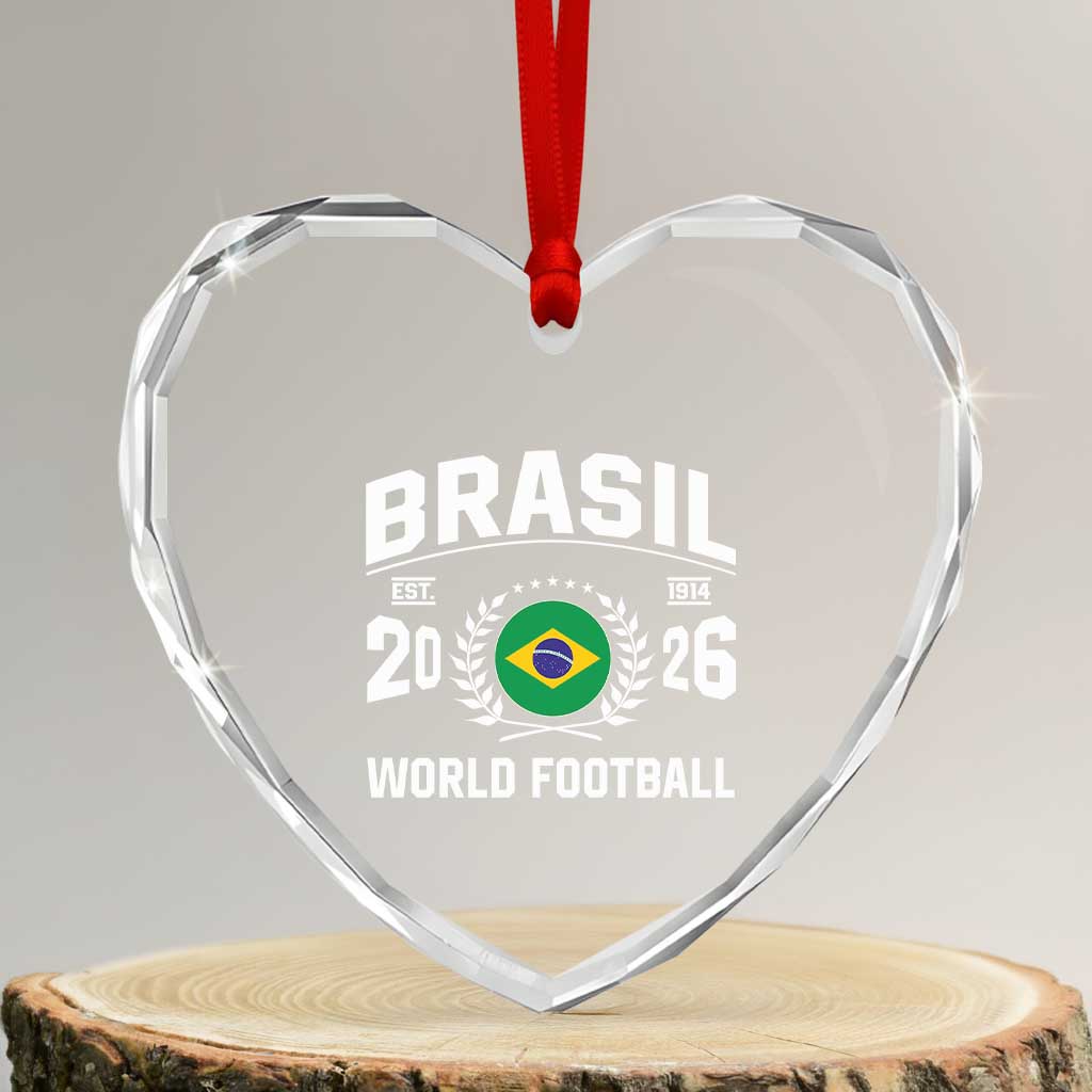 Brasil Flag Brazil Soccer Football Fan Heart Crystal Glass Ornament TS14 Transparent Glass 3'' Heart Print Your Wear