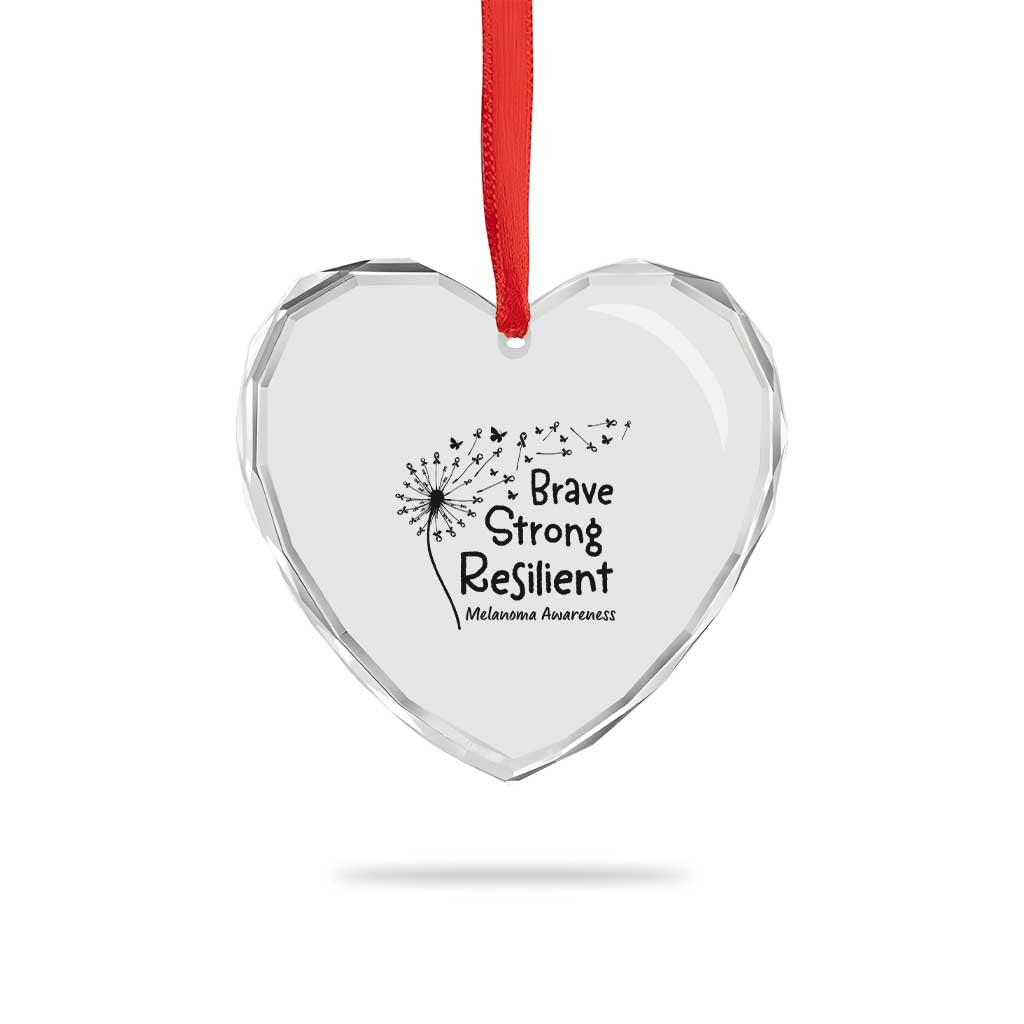 Brave Strong Resilient Heart Crystal Glass Ornament Melanoma Warrior Dandelion Gift TS12 Print Your Wear