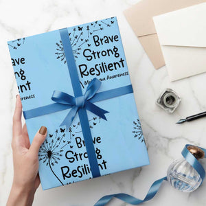 Brave Strong Resilient Wrapping Paper Roll Melanoma Warrior Dandelion Gift TS12 Light Blue Print Your Wear