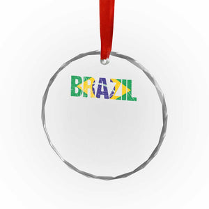 Brazil Brasil Flag Crystal Glass Ornament Vintage Distressed Brazil