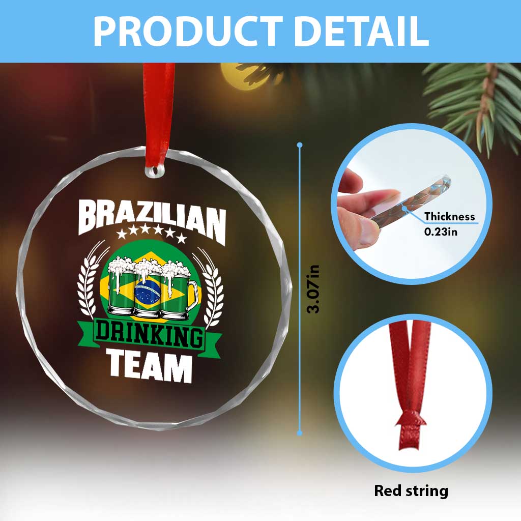 Brazil Drinking Team Crystal Glass Ornament Funny Brazilian Flag Beer Party Gift