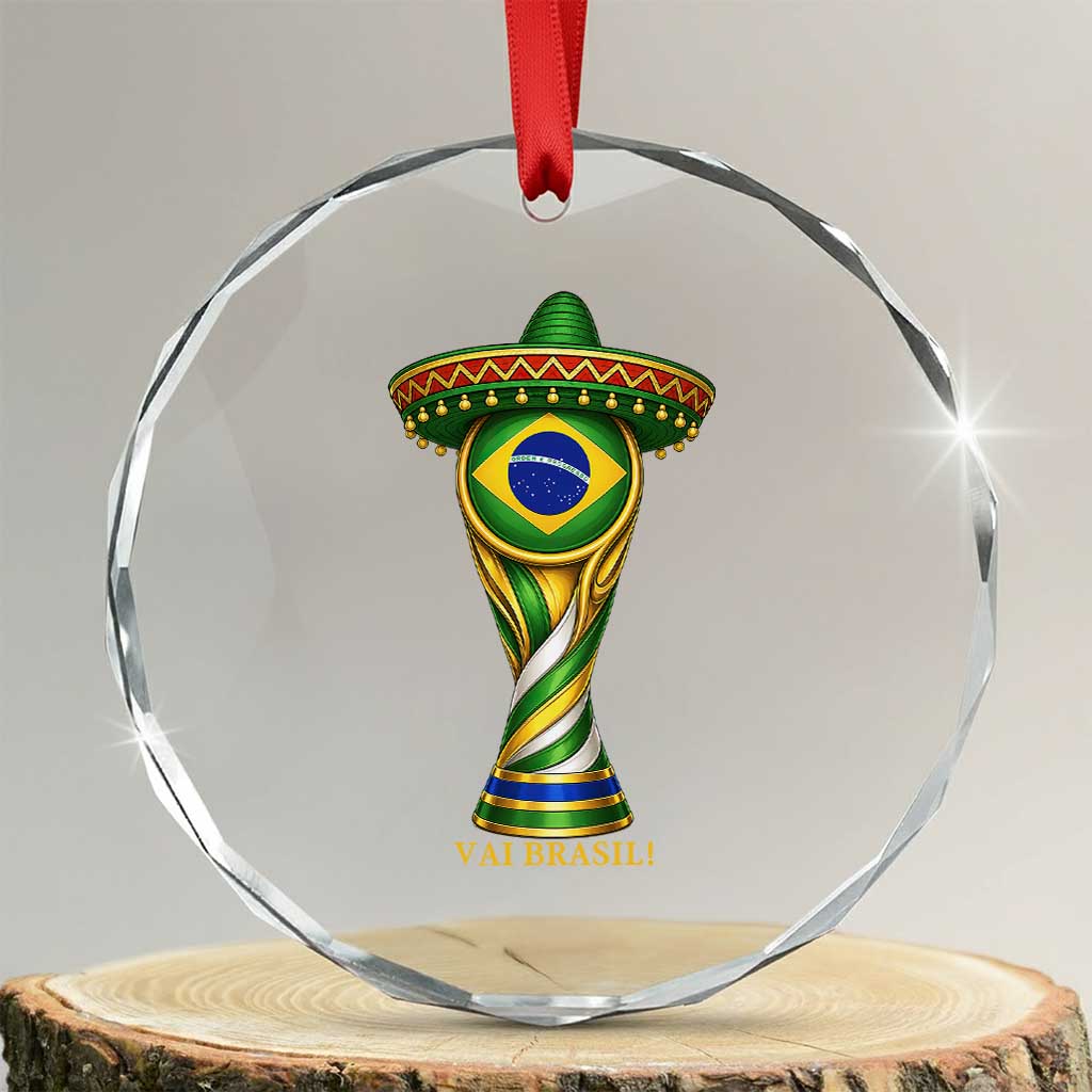Brazil Football Supporter Gift Crystal Glass Ornament Vai Brasil TS12 Transparent Glass 3'' Circle Print Your Wear