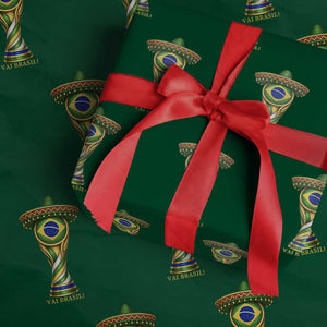 Brazil Football Supporter Gift Wrapping Paper Roll Vai Brasil