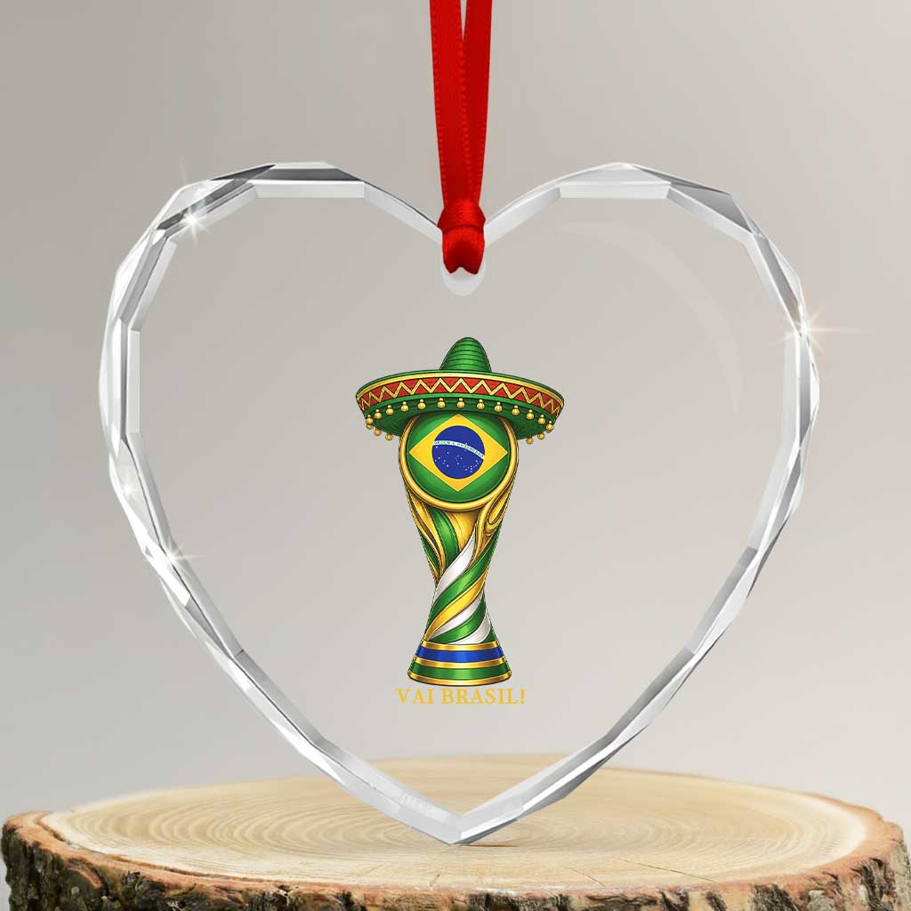 Brazil Football Supporter Gift Heart Crystal Glass Ornament Vai Brasil TS12 Transparent Glass 3'' Heart Print Your Wear