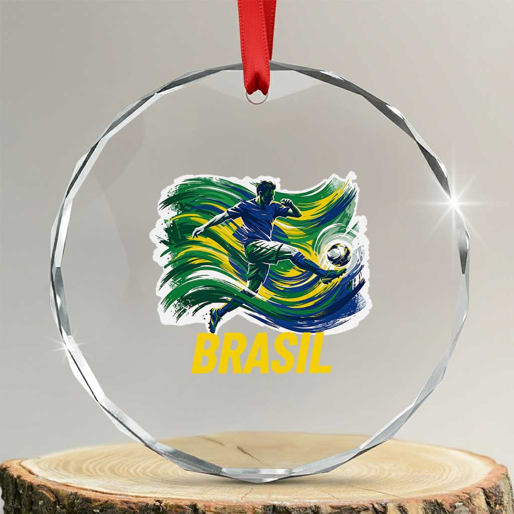 Brazil Soccer Brasil Flag Patriotic Sports Crystal Glass Ornament Brazilian Football Fan Supporter TS14 Transparent Glass 3'' Circle Print Your Wear