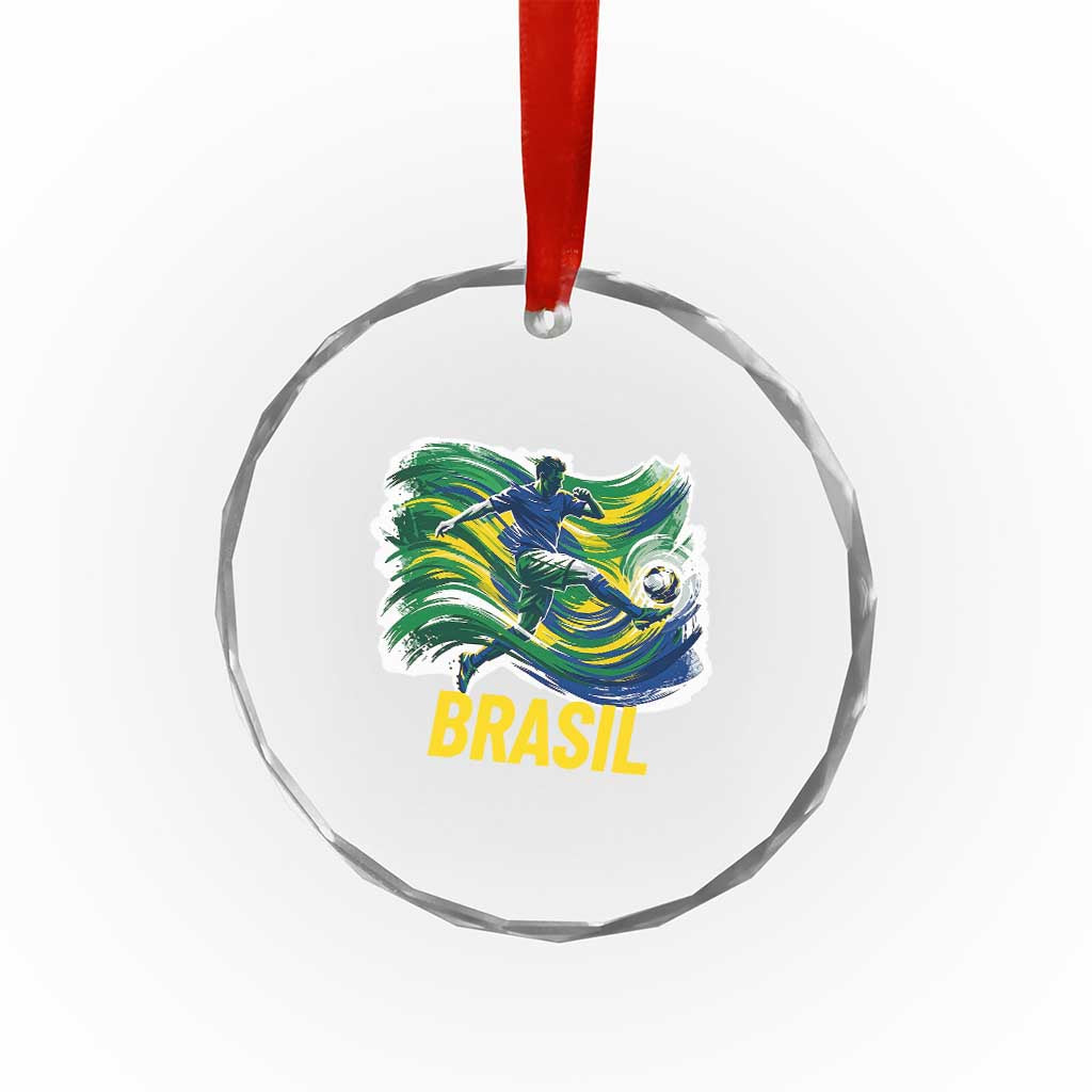 Brazil Soccer Brasil Flag Patriotic Sports Crystal Glass Ornament Brazilian Football Fan Supporter