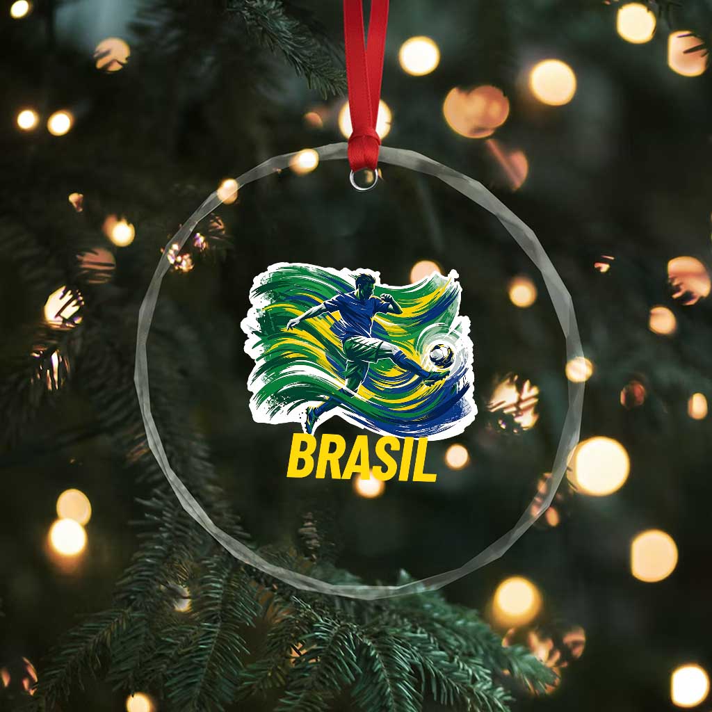 Brazil Soccer Brasil Flag Patriotic Sports Crystal Glass Ornament Brazilian Football Fan Supporter